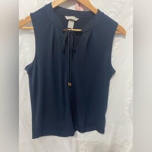 H&M Modern Classic Navy Sleeveless Tie-Neck Blouse - Size S EUC